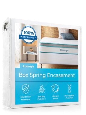 QUEEN Box Spring Encasement 100% Waterproof Full Protection - WHITE